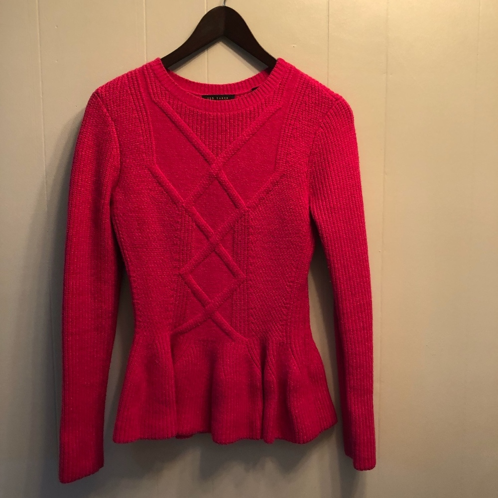 Ted Baker fuchsia sweater with peplum